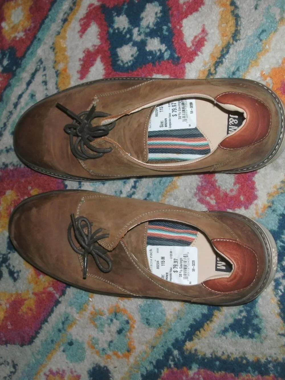 J&M Brown Soft Leather Lace up Oxford Shoe size 11.5